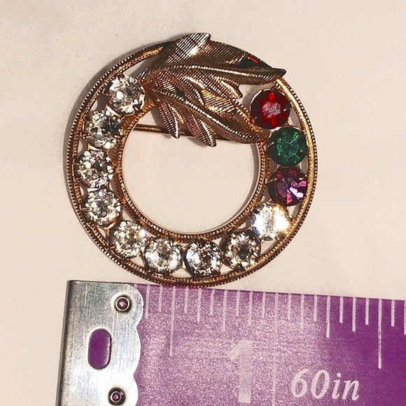 GOLD-FILLED CIRCLE BROOCH "MOTHER'S PIN" - VINTAGE SIGNED DCE - Picture 2 of 4